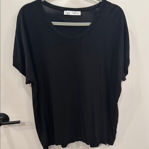 Zara Black Relaxed Short Sleeve T-Shirt